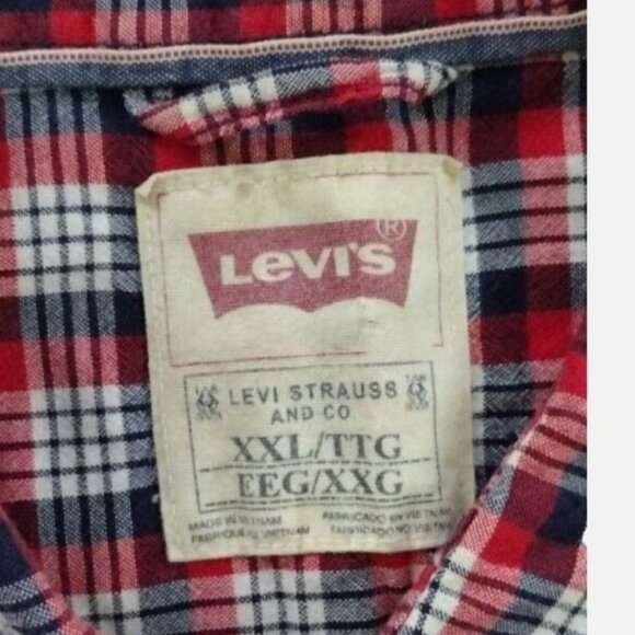 VTG Levi's Men Size XXL Plaid Shirt long sleeves Slim Fit 2XL - Picture 3 of 10